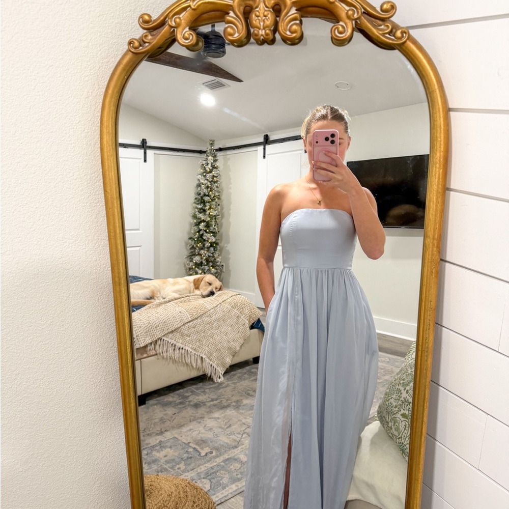 Chic Strapless Light Blue Wedding Dress